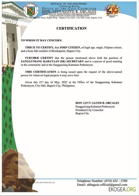 Modèle Word et PDF de certificat de bonne réputation des Philippines, version 8